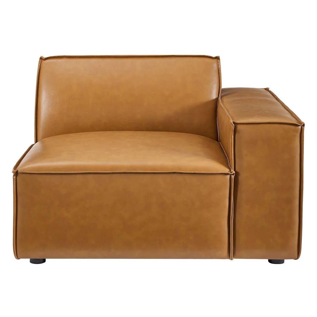 Homio Decor Left Armrest Vegan Leather Block Sofa