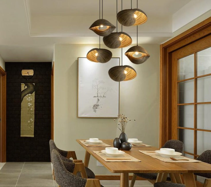 Bamboo Weaving Seashell Pendant Lamp - Homio Decor