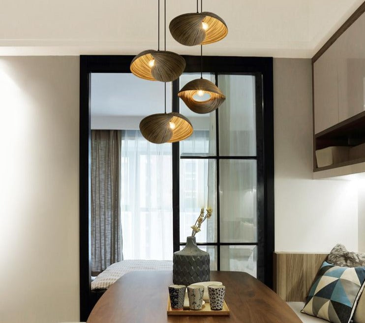 Bamboo Weaving Seashell Pendant Lamp - Homio Decor
