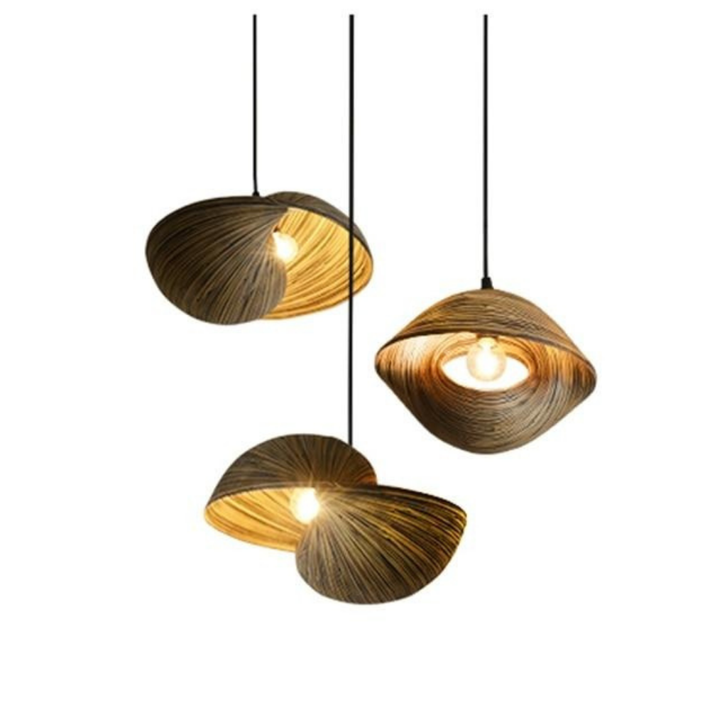 Bamboo Weaving Seashell Pendant Lamp - Homio Decor