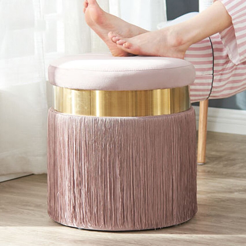 Flannel Pouf with Tassels - Homio Decor