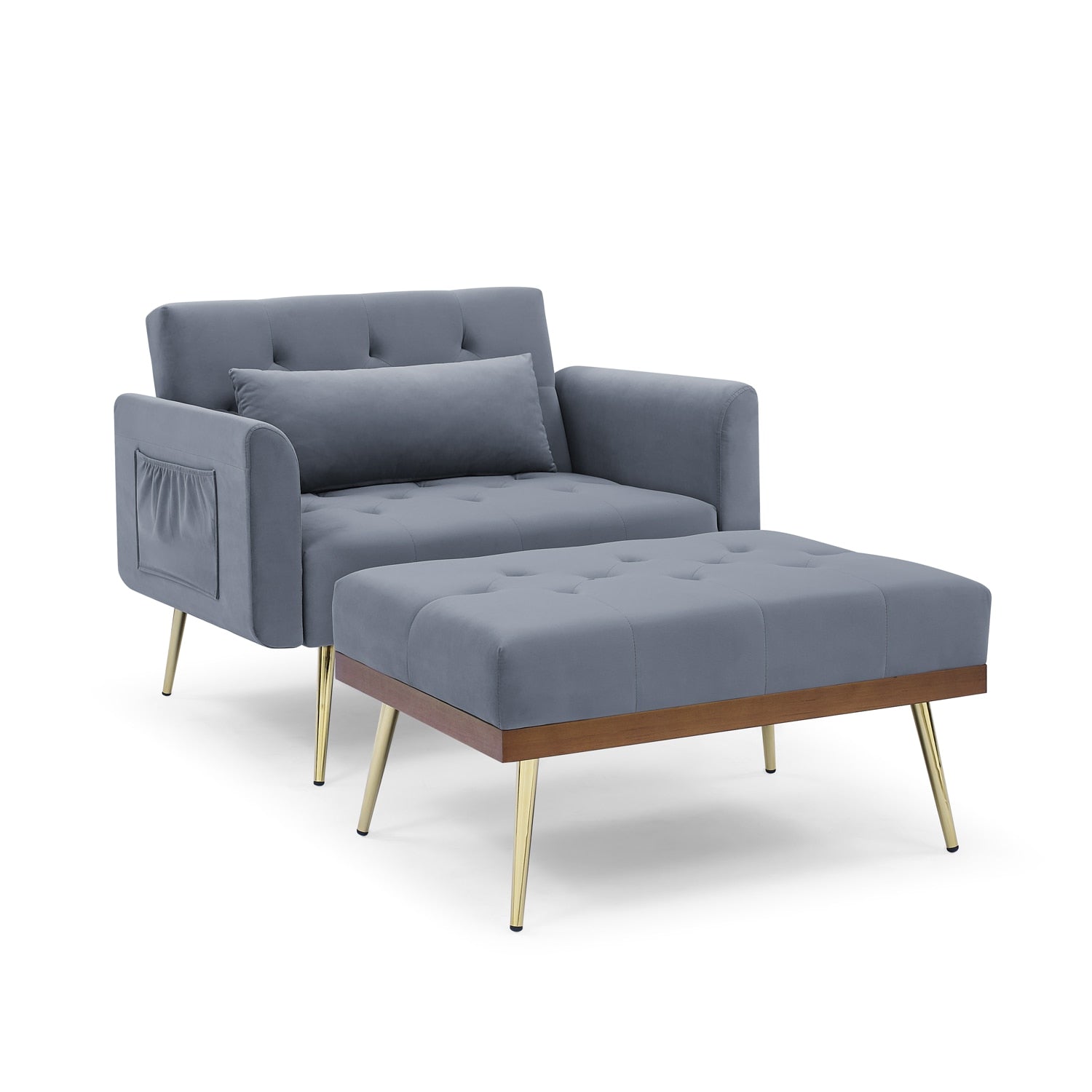 Recliner Velvet Sofa-Bed with Ottoman - Homio Decor