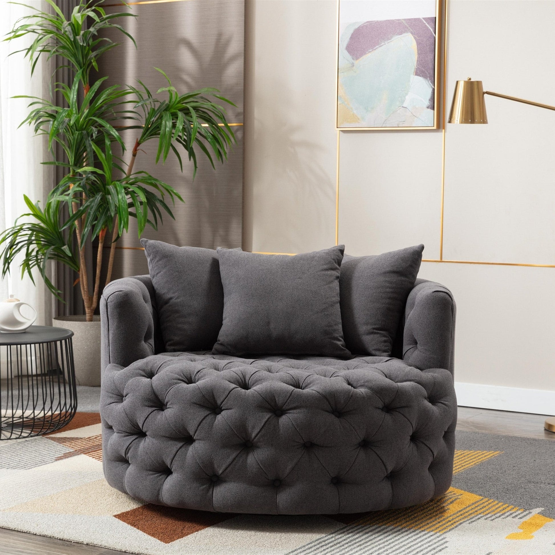 Luxury Button Tufted Round Leisure Chair - Homio Decor