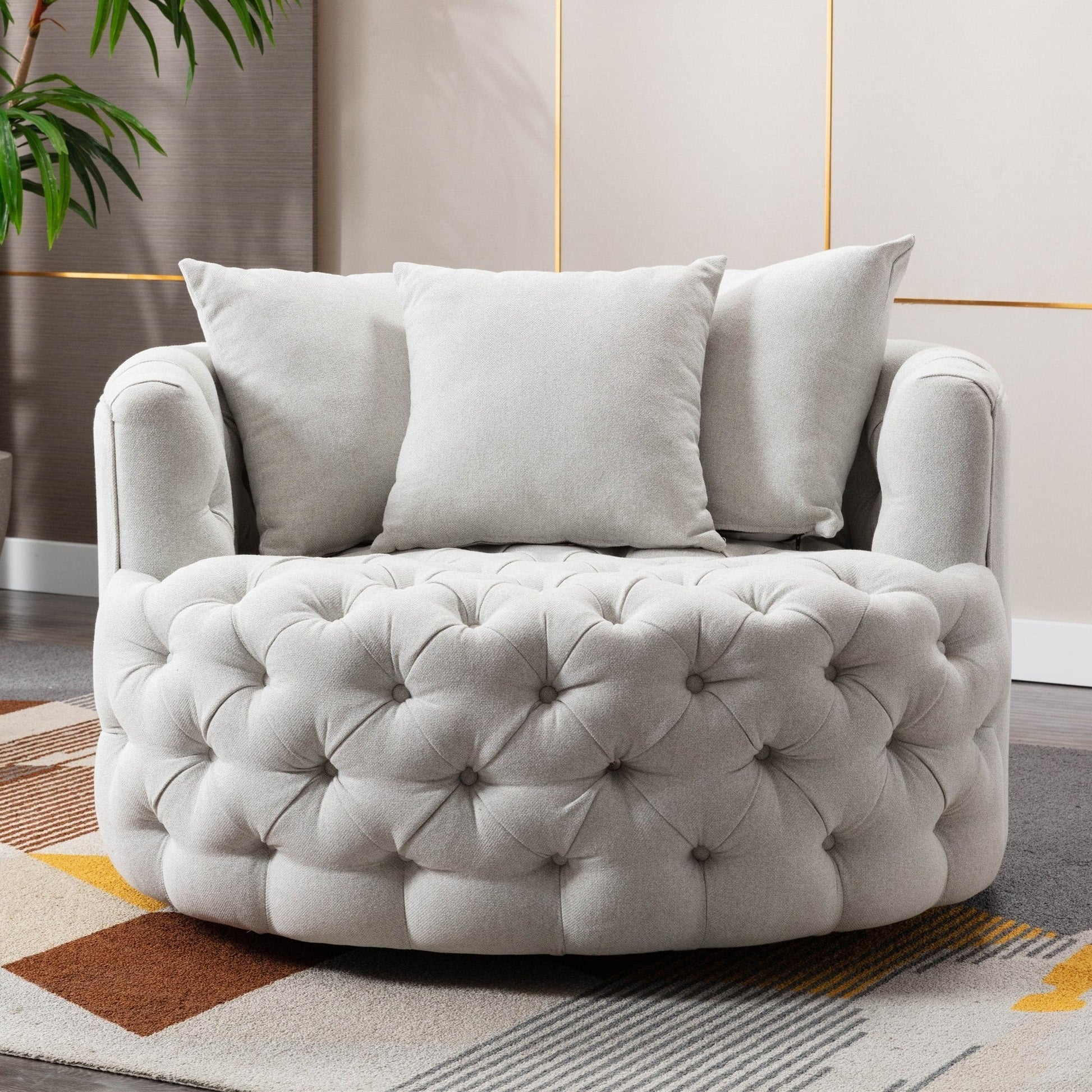 Luxury Button Tufted Round Leisure Chair - Homio Decor
