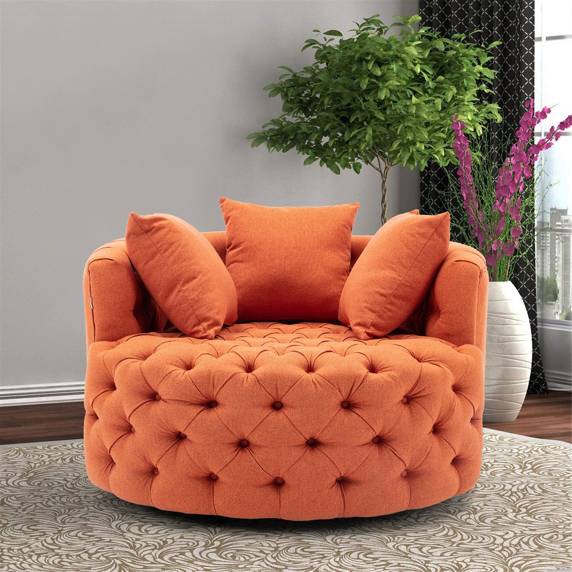 Luxury Button Tufted Round Leisure Chair - Homio Decor