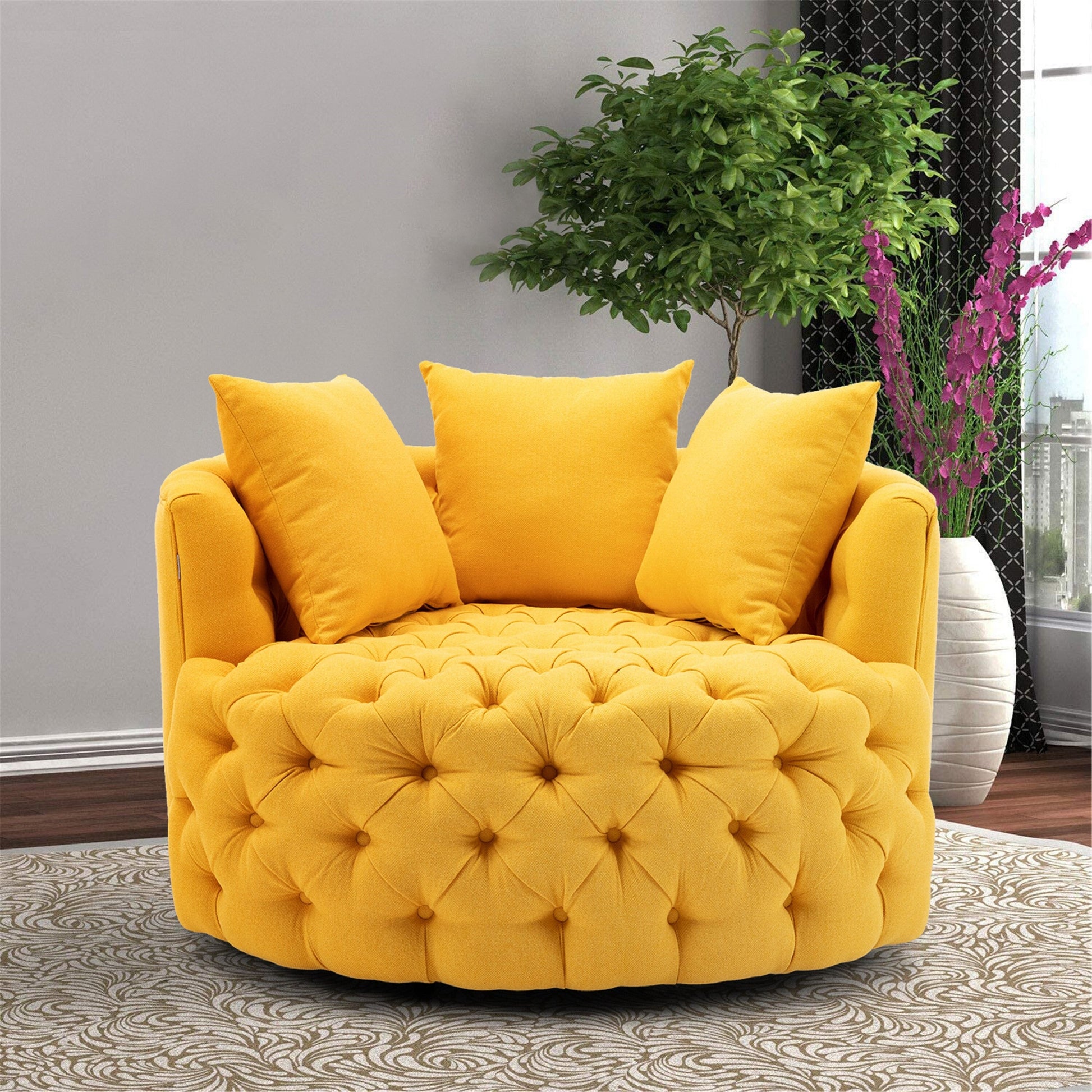 Luxury Button Tufted Round Leisure Chair - Homio Decor