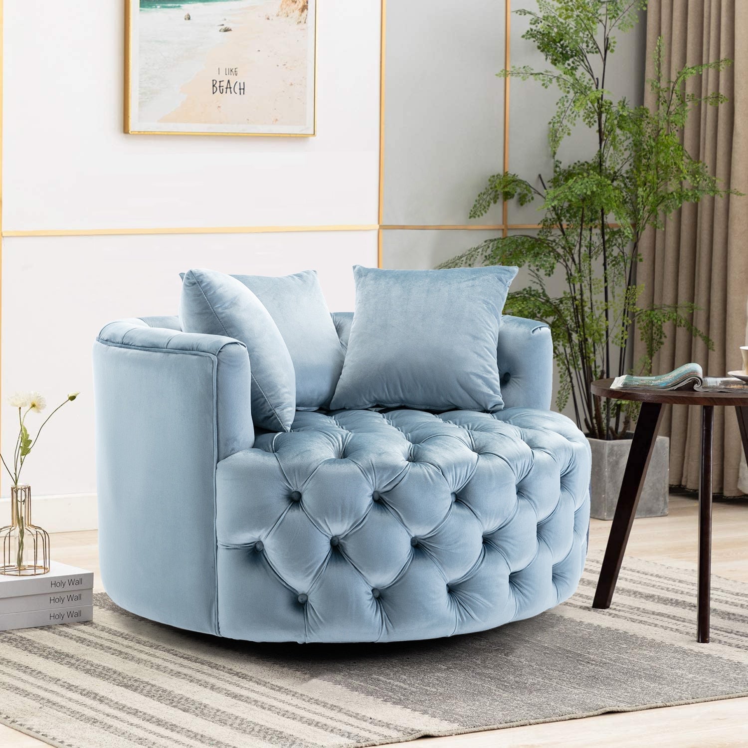 Luxury Button Tufted Round Leisure Chair - Homio Decor