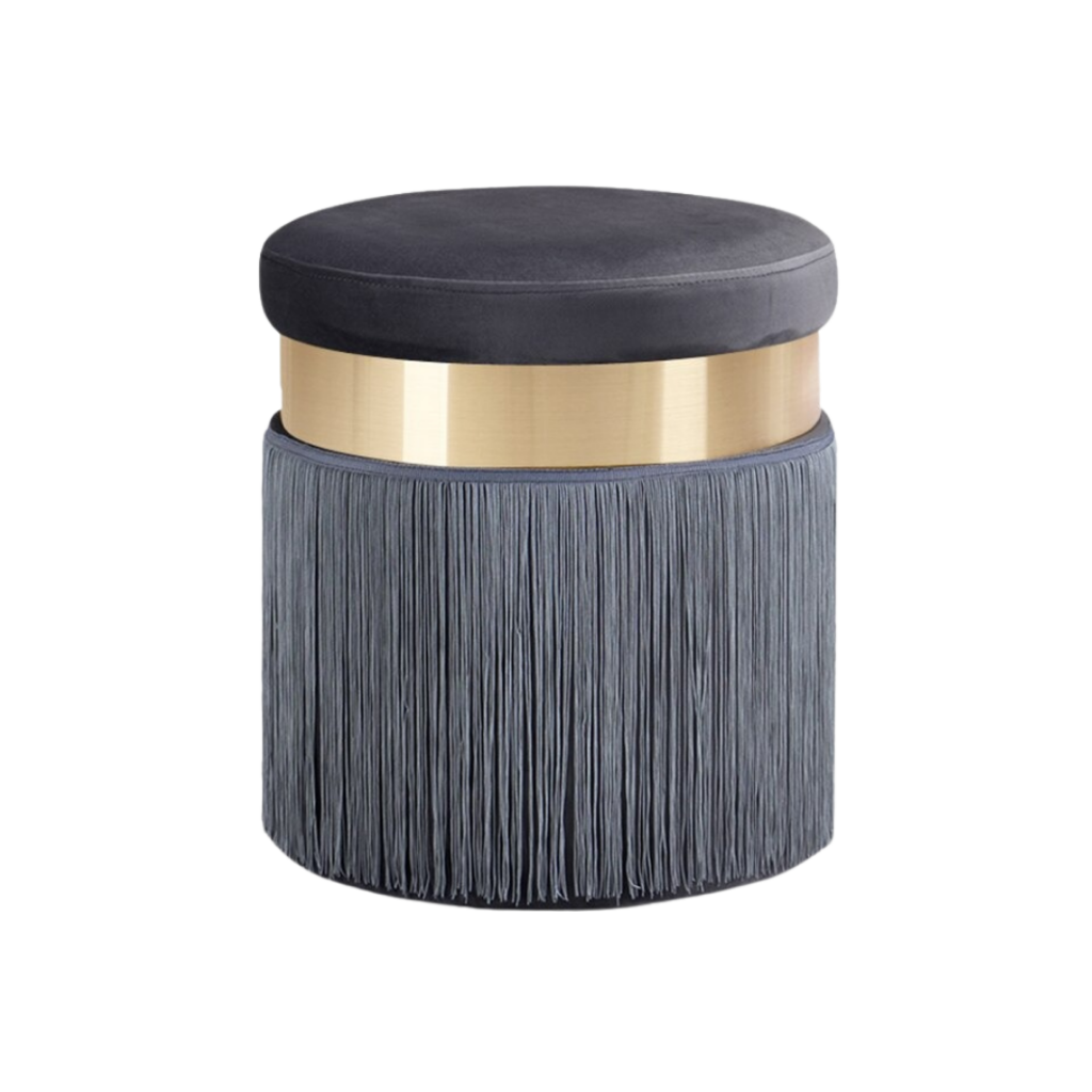 Flannel Pouf with Tassels - Homio Decor