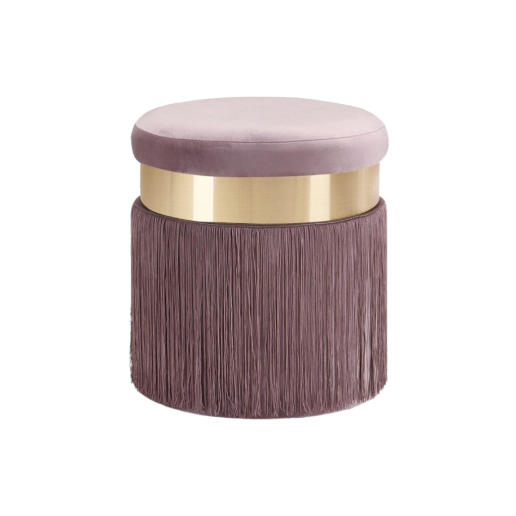 Flannel Pouf with Tassels - Homio Decor