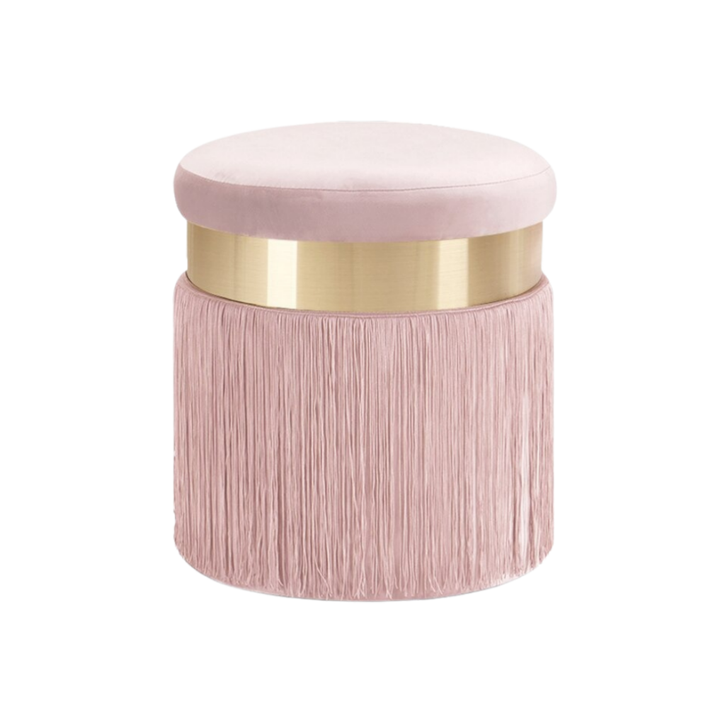 Flannel Pouf with Tassels - Homio Decor