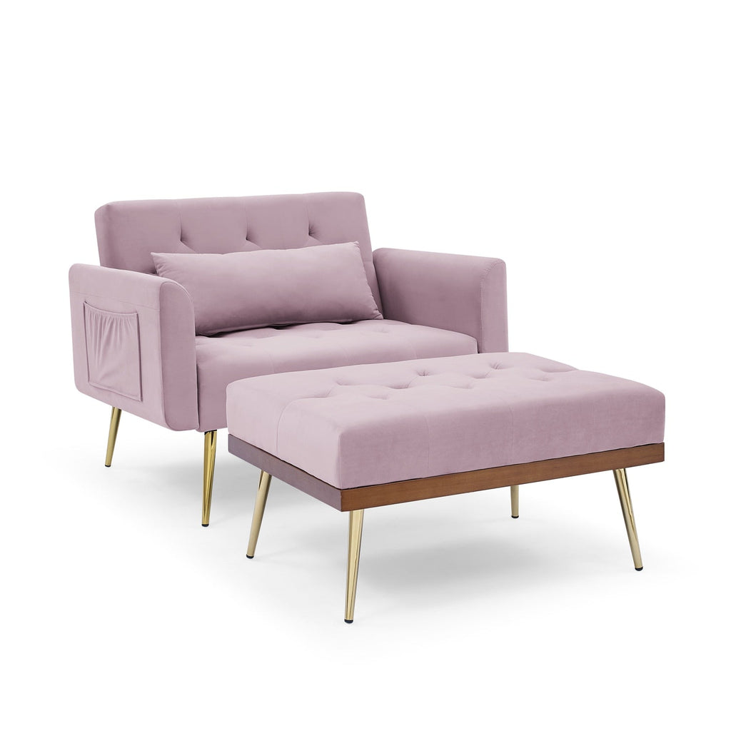 Recliner Velvet Sofa-Bed with Ottoman - Homio Decor