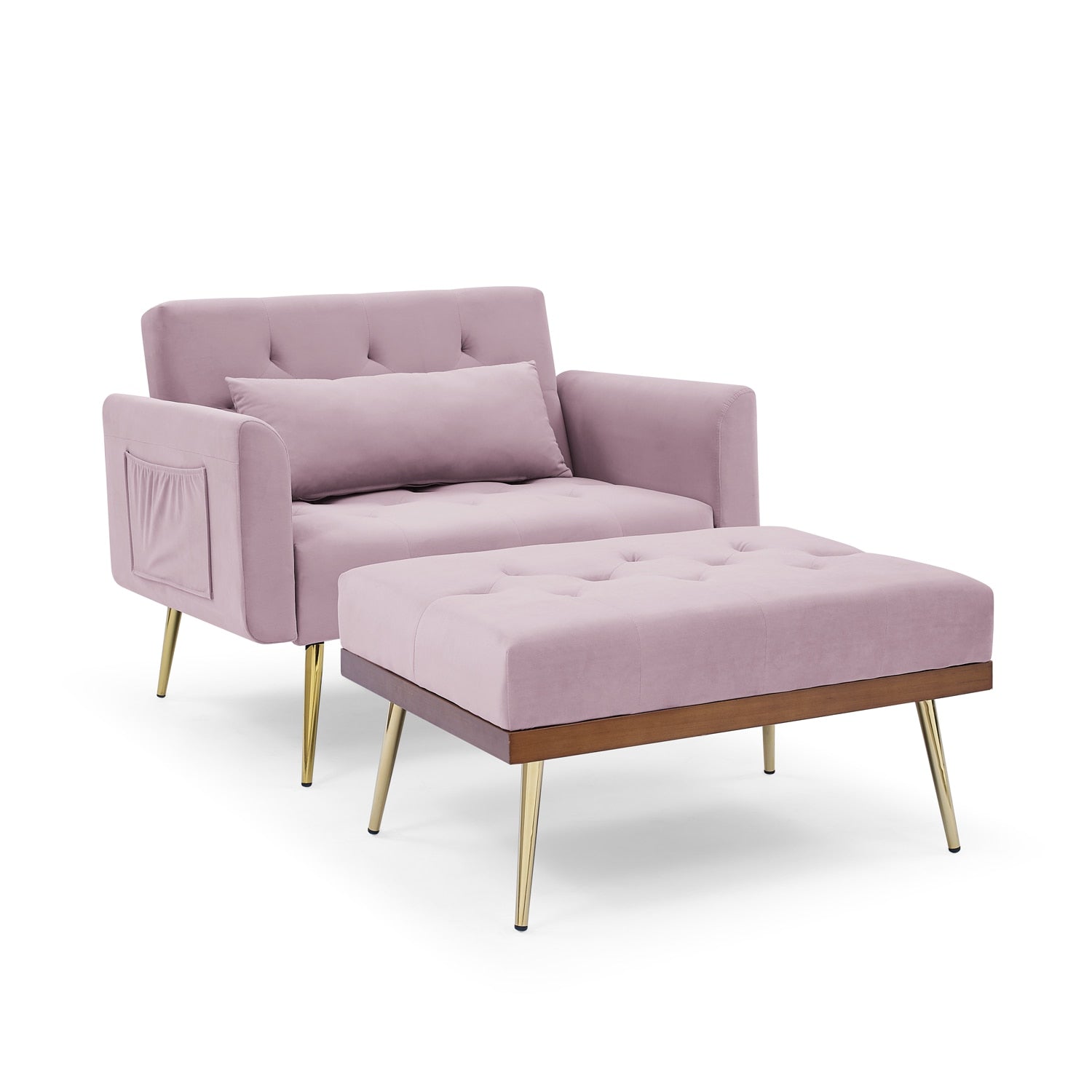 Recliner Velvet Sofa-Bed with Ottoman - Homio Decor