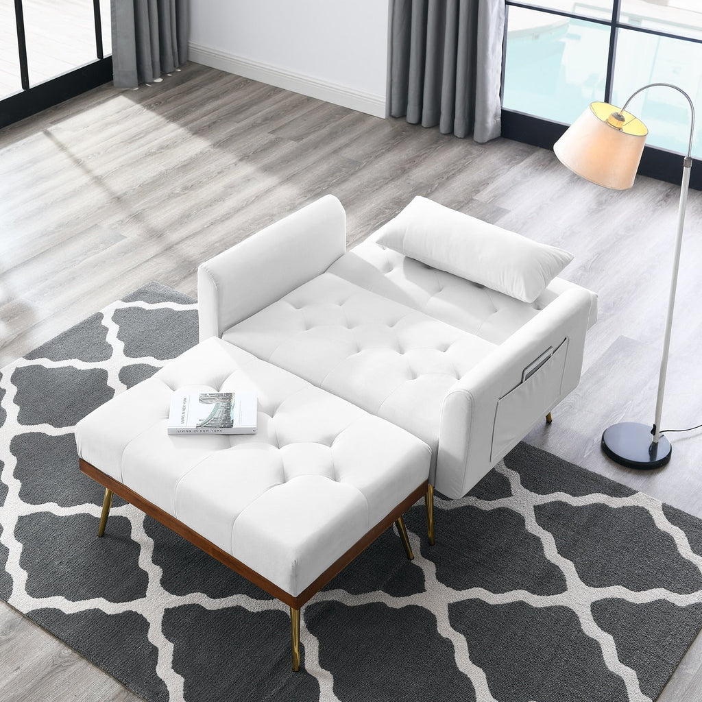 Recliner Velvet Sofa-Bed with Ottoman - Homio Decor