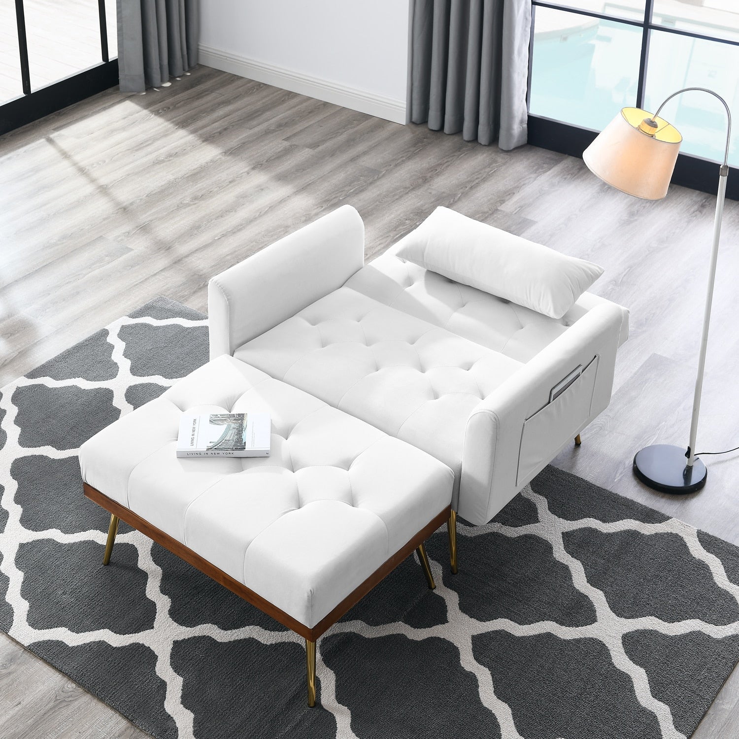 Recliner Velvet Sofa-Bed with Ottoman - Homio Decor