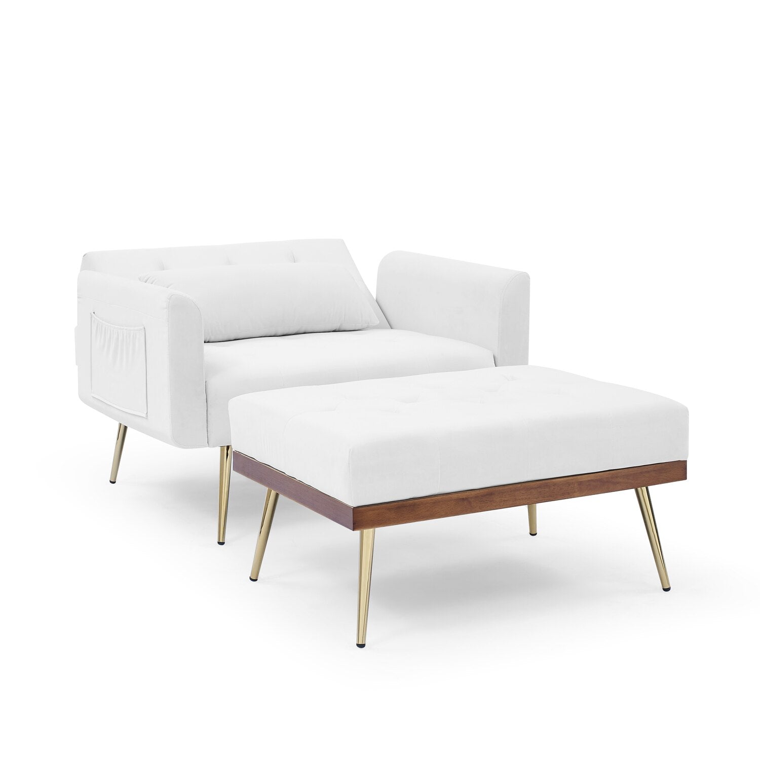 Recliner Velvet Sofa-Bed with Ottoman - Homio Decor