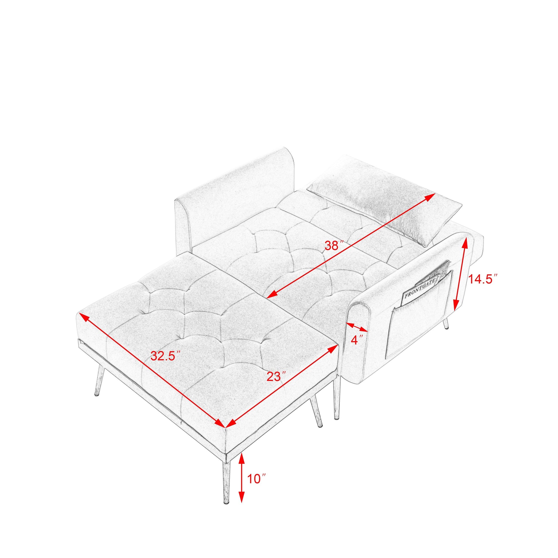 Recliner Velvet Sofa-Bed with Ottoman - Homio Decor