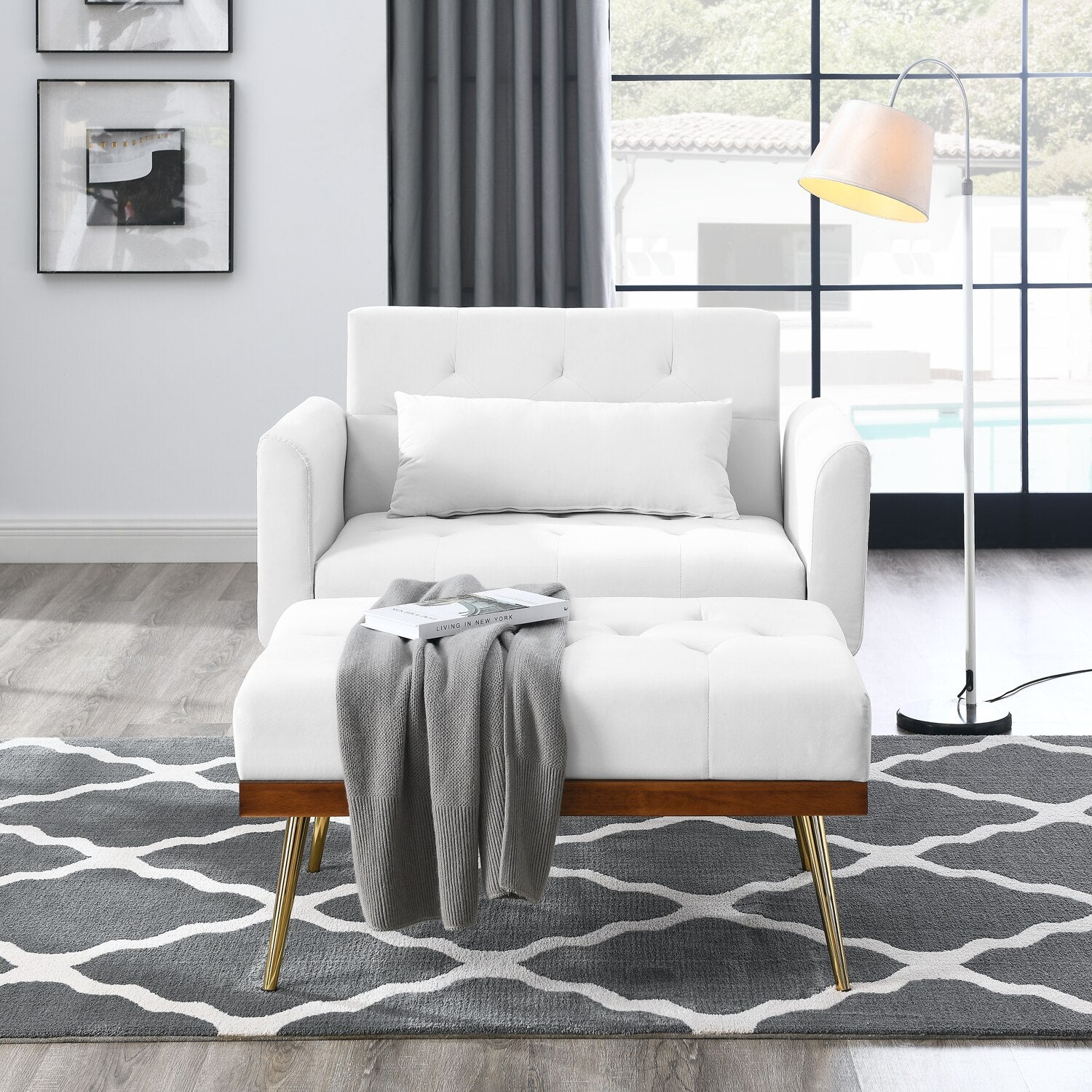 Recliner Velvet Sofa-Bed with Ottoman - Homio Decor