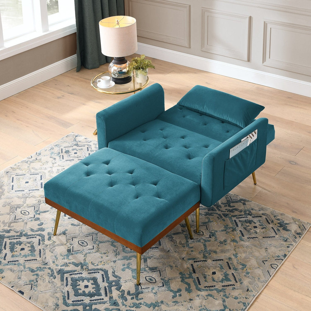 Recliner Velvet Sofa-Bed with Ottoman - Homio Decor