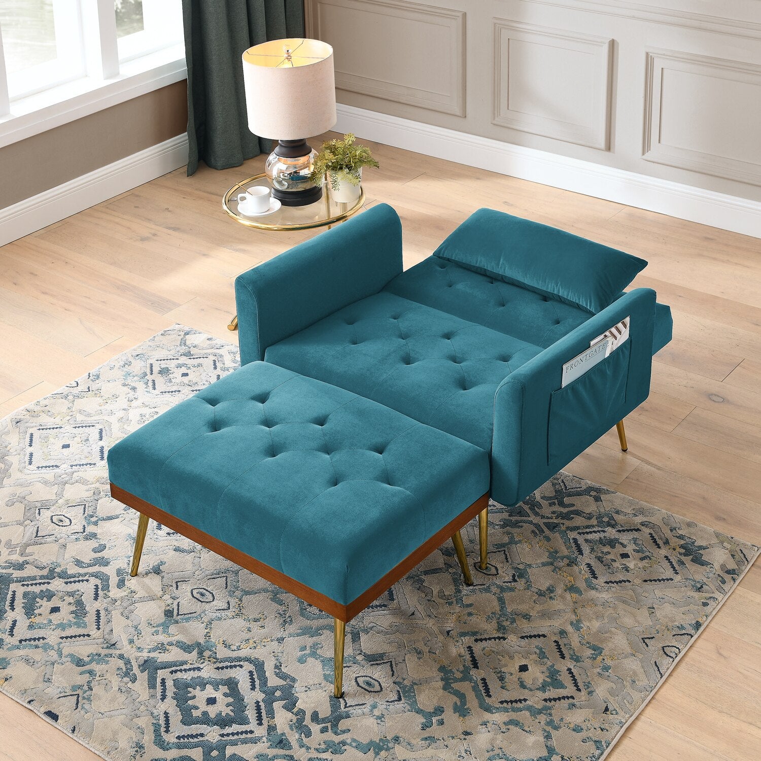Recliner Velvet Sofa-Bed with Ottoman - Homio Decor
