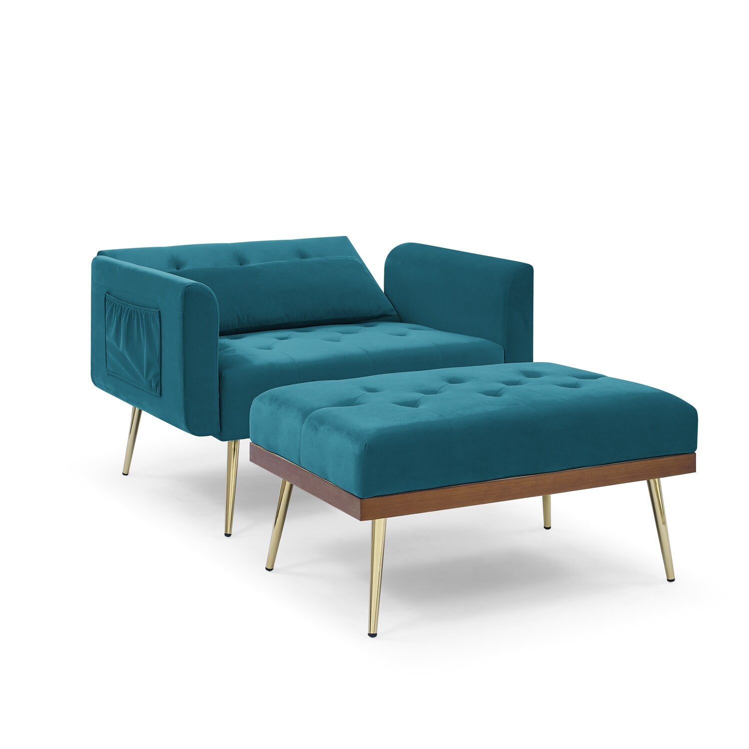 Recliner Velvet Sofa-Bed with Ottoman - Homio Decor