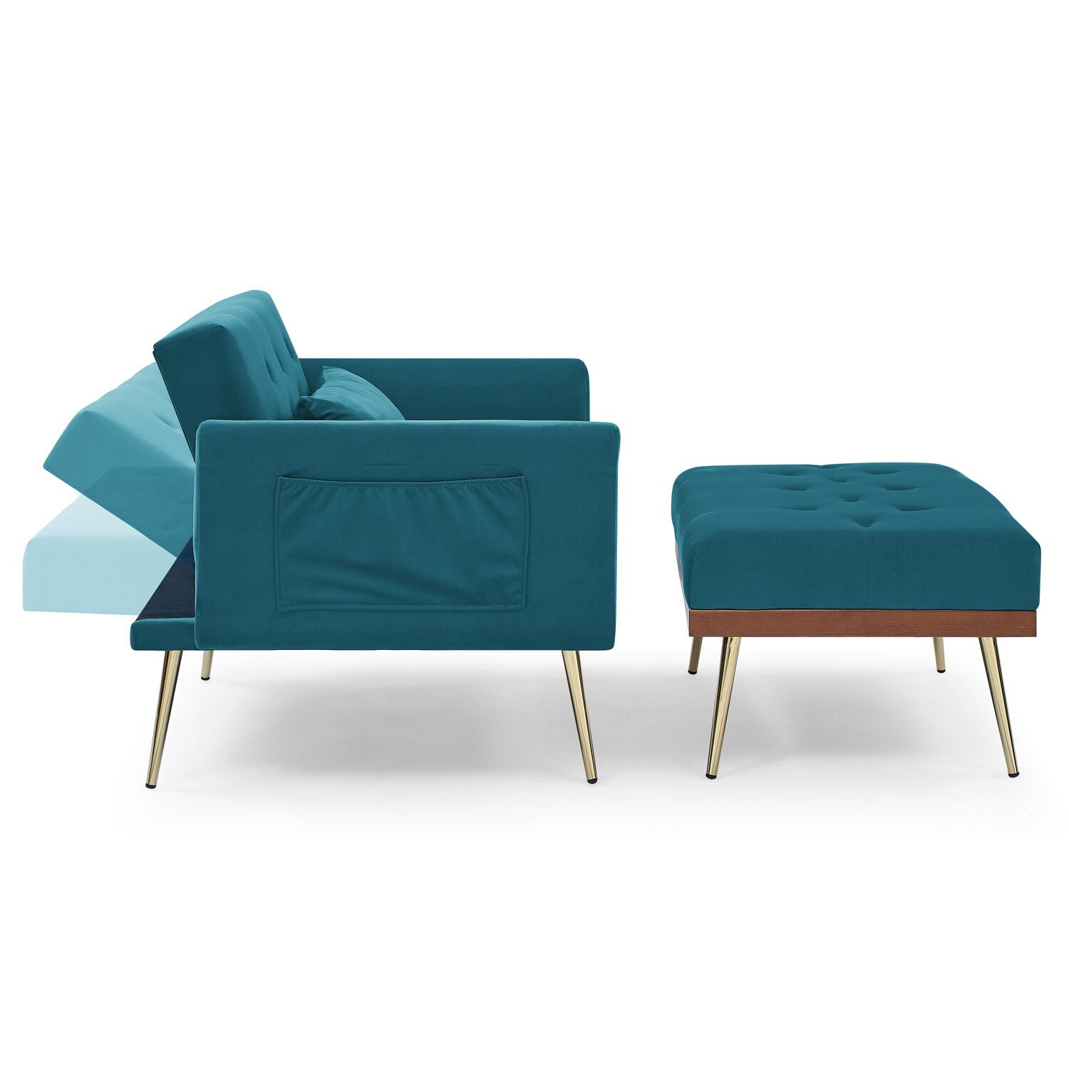 Recliner Velvet Sofa-Bed with Ottoman - Homio Decor