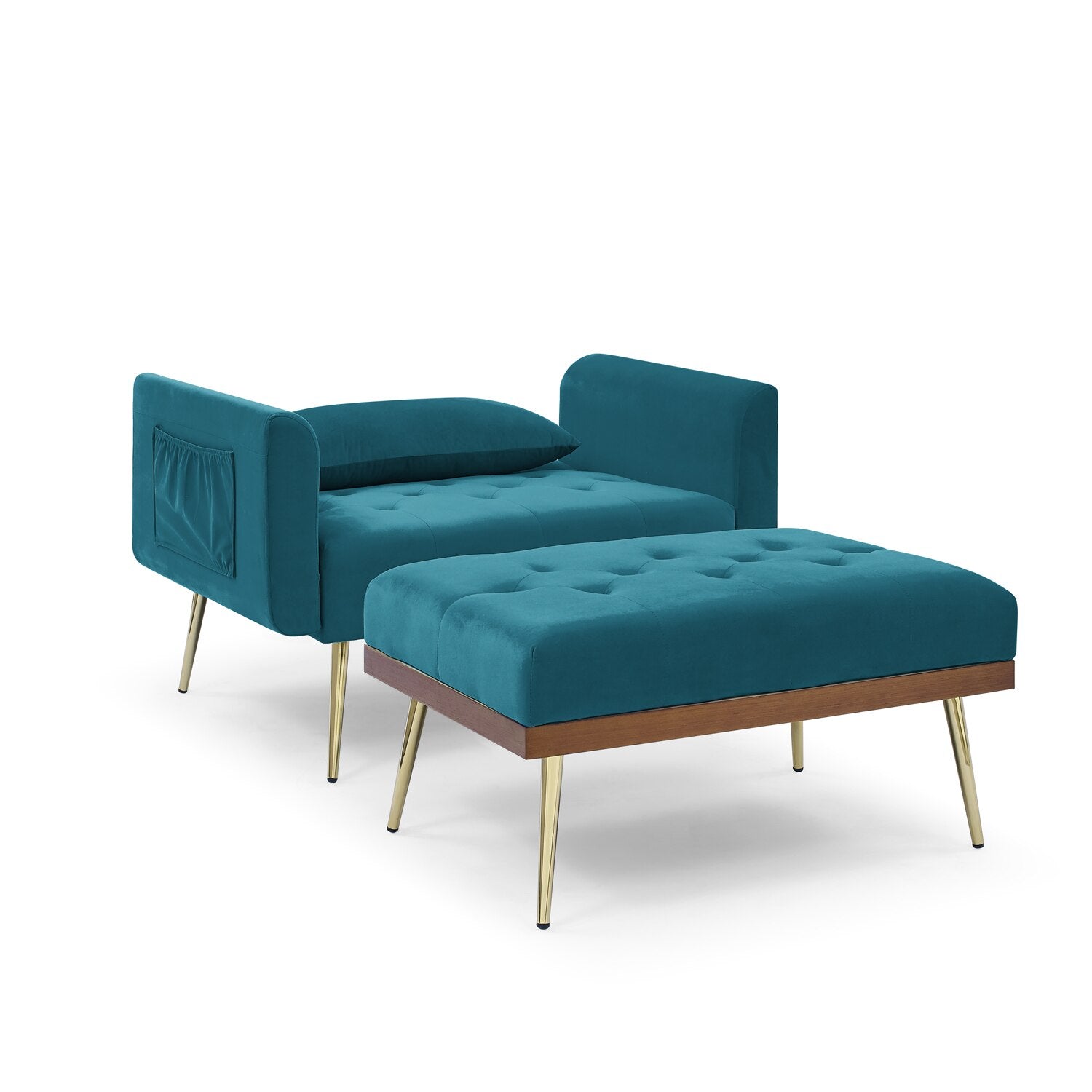 Recliner Velvet Sofa-Bed with Ottoman - Homio Decor