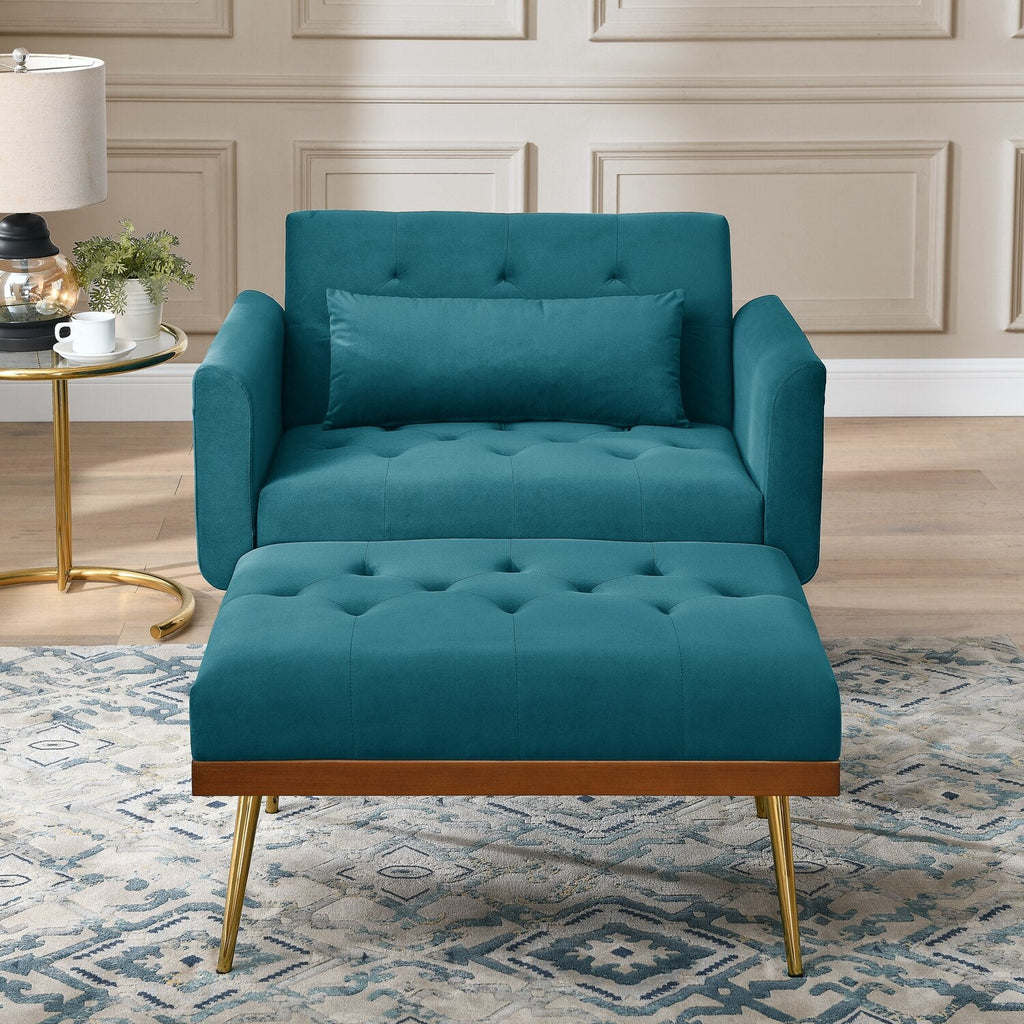 Recliner Velvet Sofa-Bed with Ottoman - Homio Decor