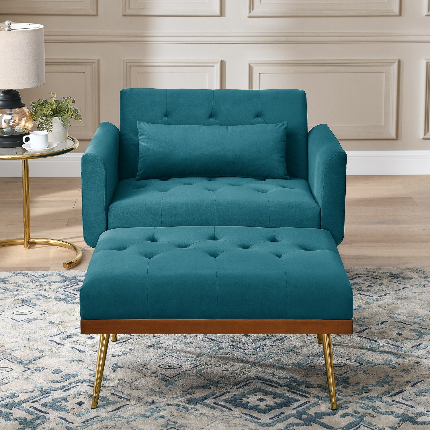 Recliner Velvet Sofa-Bed with Ottoman - Homio Decor