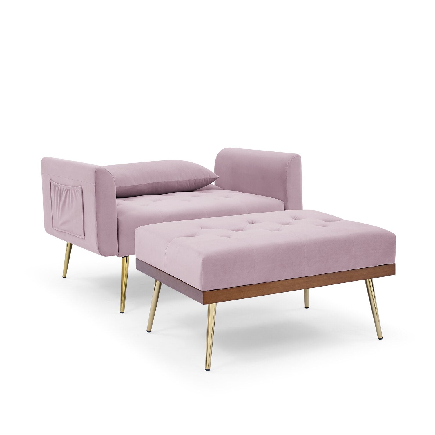 Recliner Velvet Sofa-Bed with Ottoman - Homio Decor
