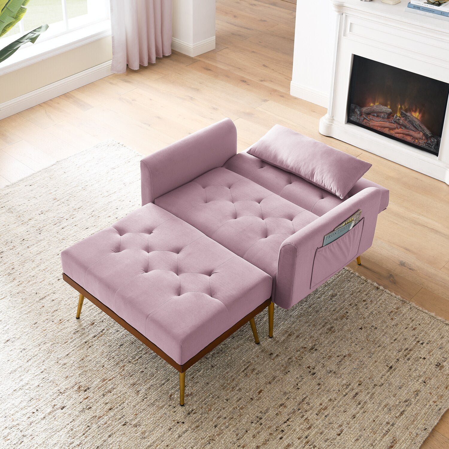 Recliner Velvet Sofa-Bed with Ottoman - Homio Decor