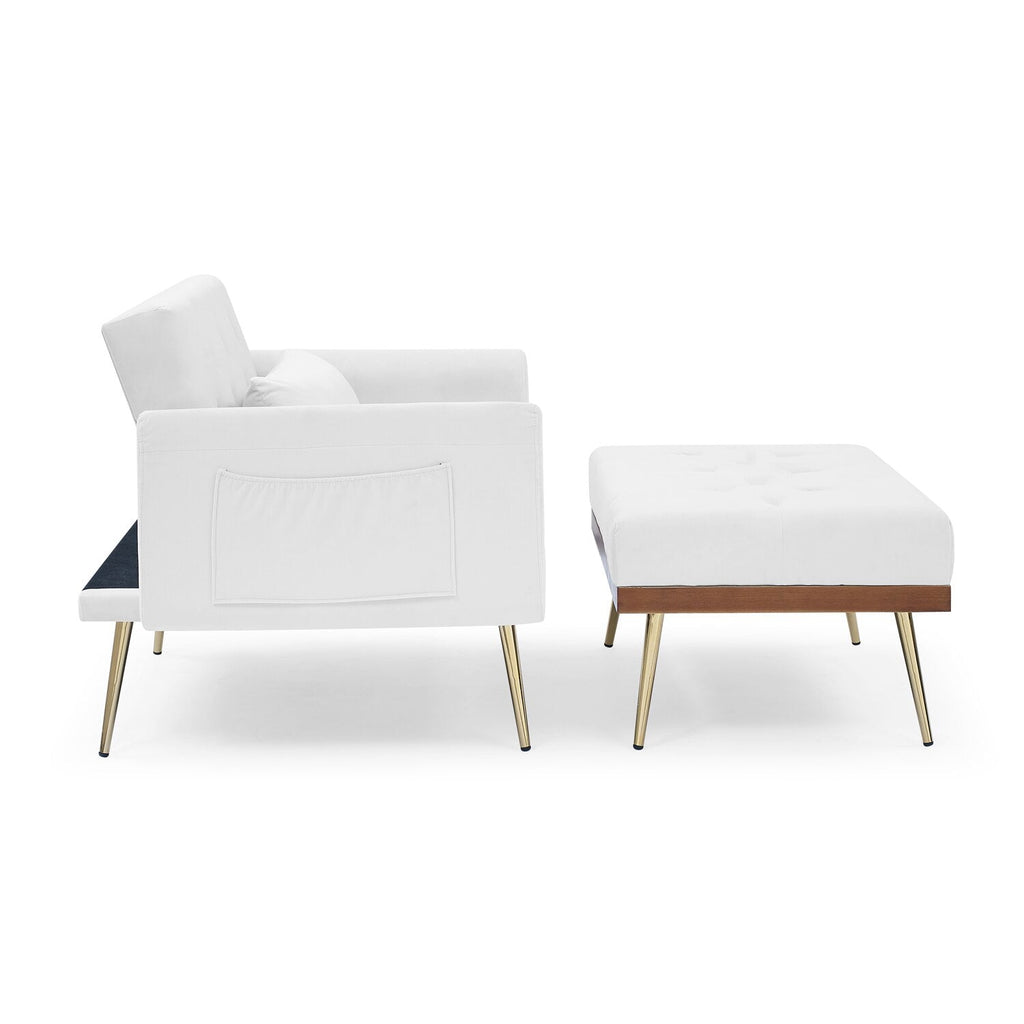 Recliner Velvet Sofa-Bed with Ottoman - Homio Decor