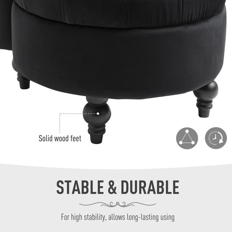 Button-Tufted Black Velvet Accent Chair - Homio Decor