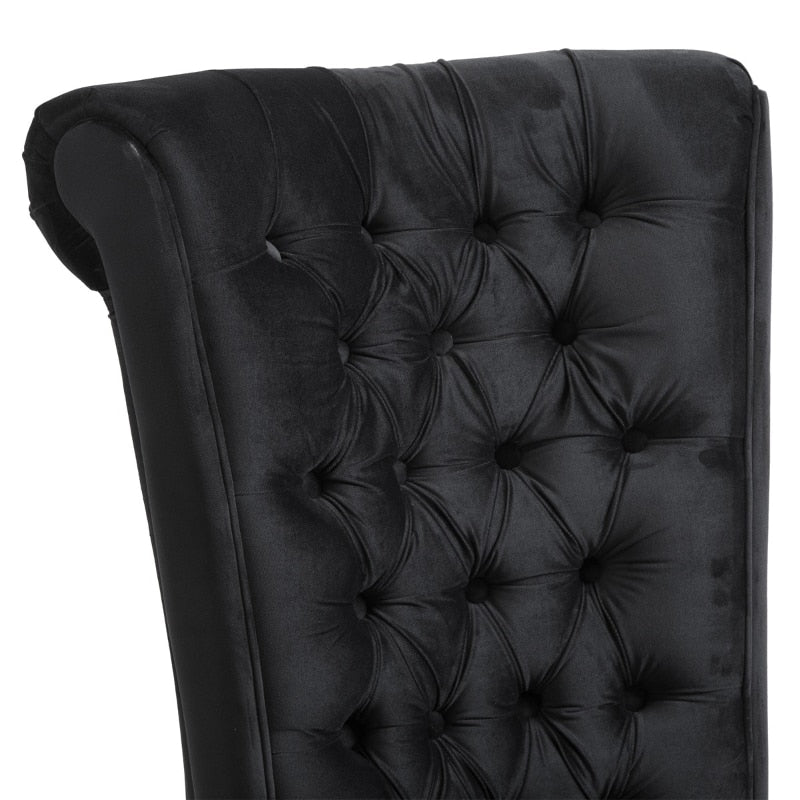 Button-Tufted Black Velvet Accent Chair - Homio Decor