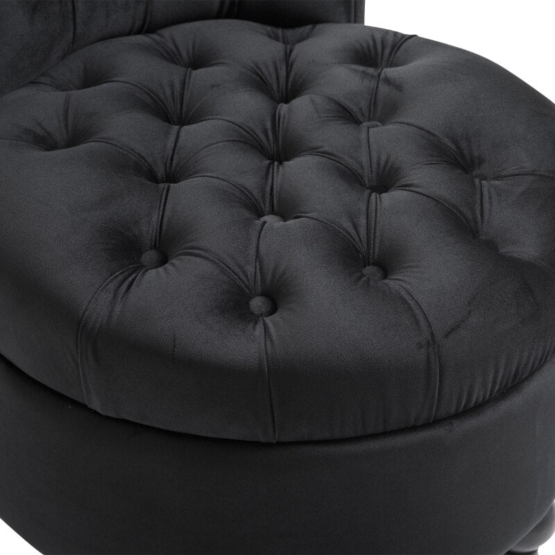 Button-Tufted Black Velvet Accent Chair - Homio Decor
