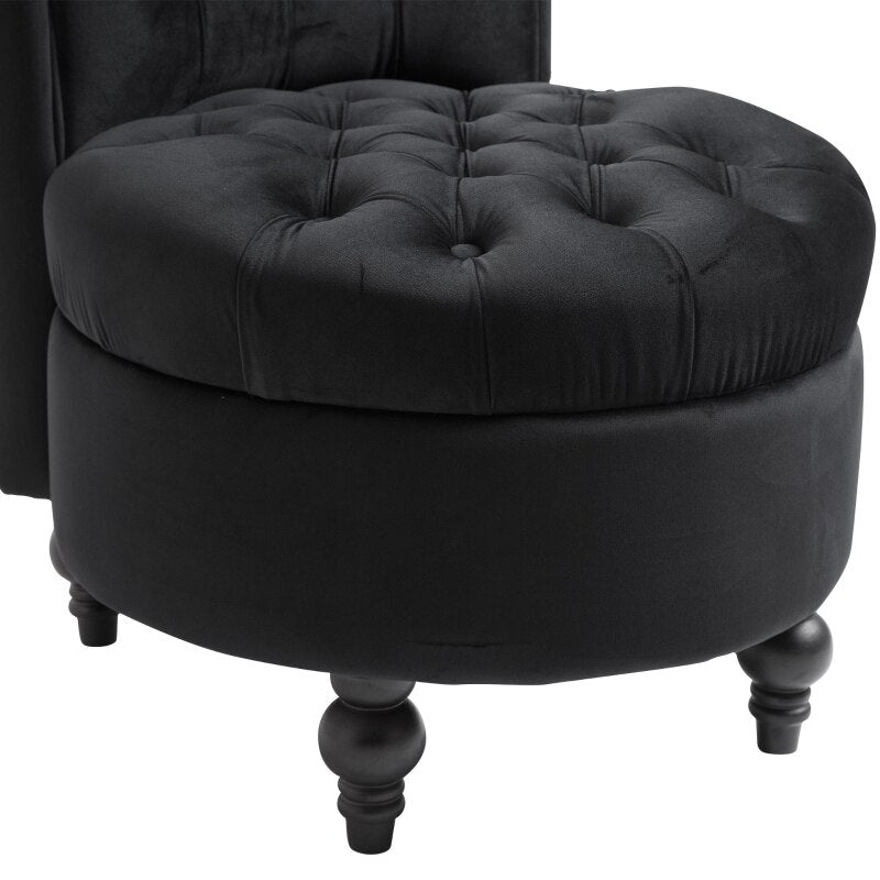 Button-Tufted Black Velvet Accent Chair - Homio Decor