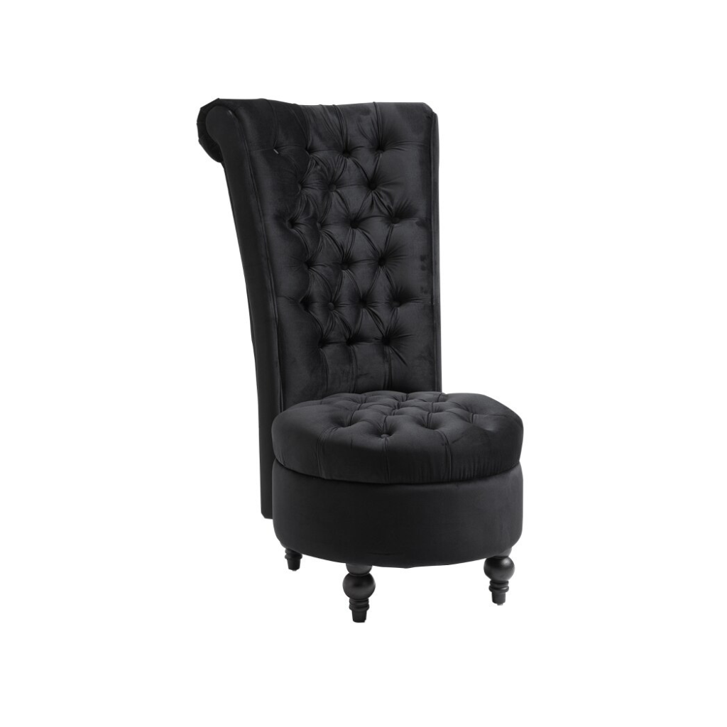 Button-Tufted Black Velvet Accent Chair - Homio Decor