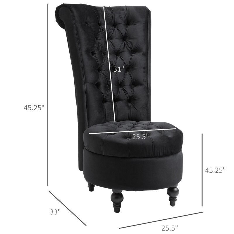 Button-Tufted Black Velvet Accent Chair - Homio Decor