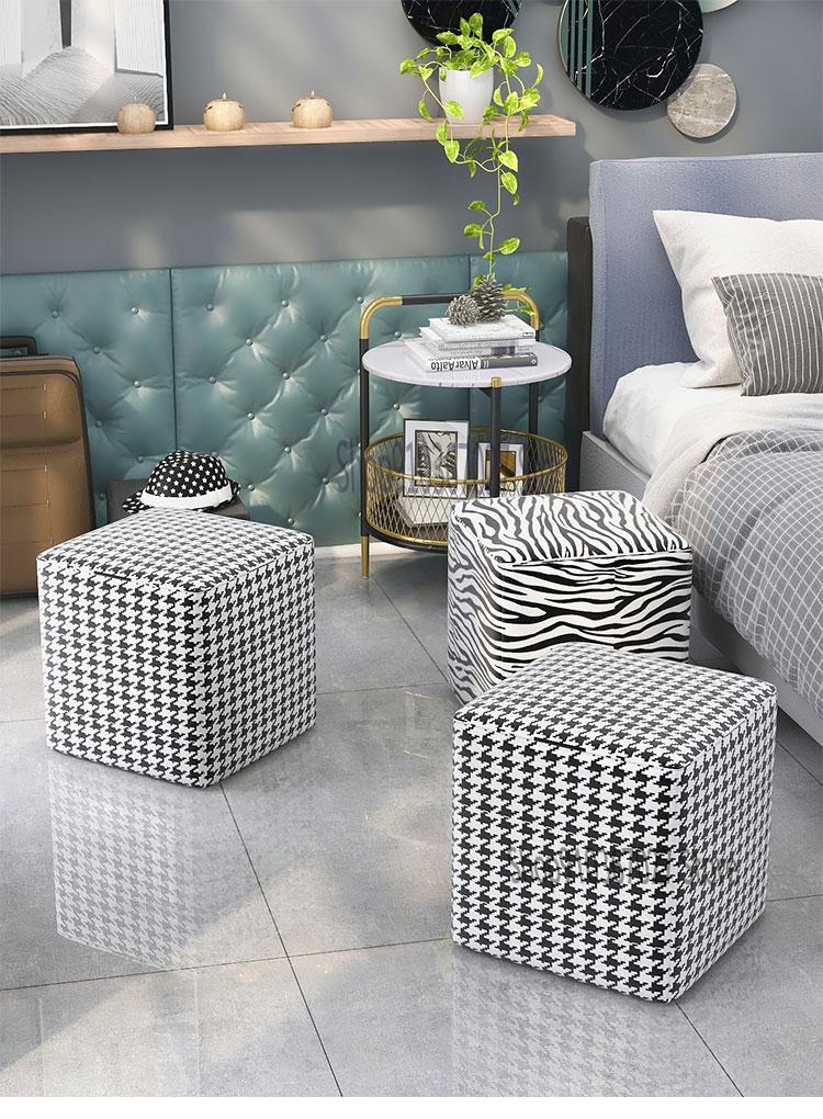 Retro Square Houndstooth Pouf - Homio Decor