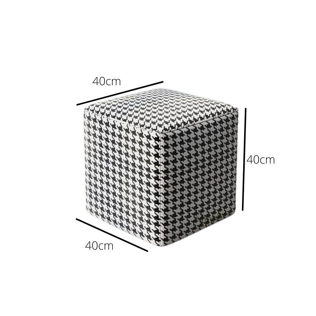 Retro Square Houndstooth Pouf - Homio Decor