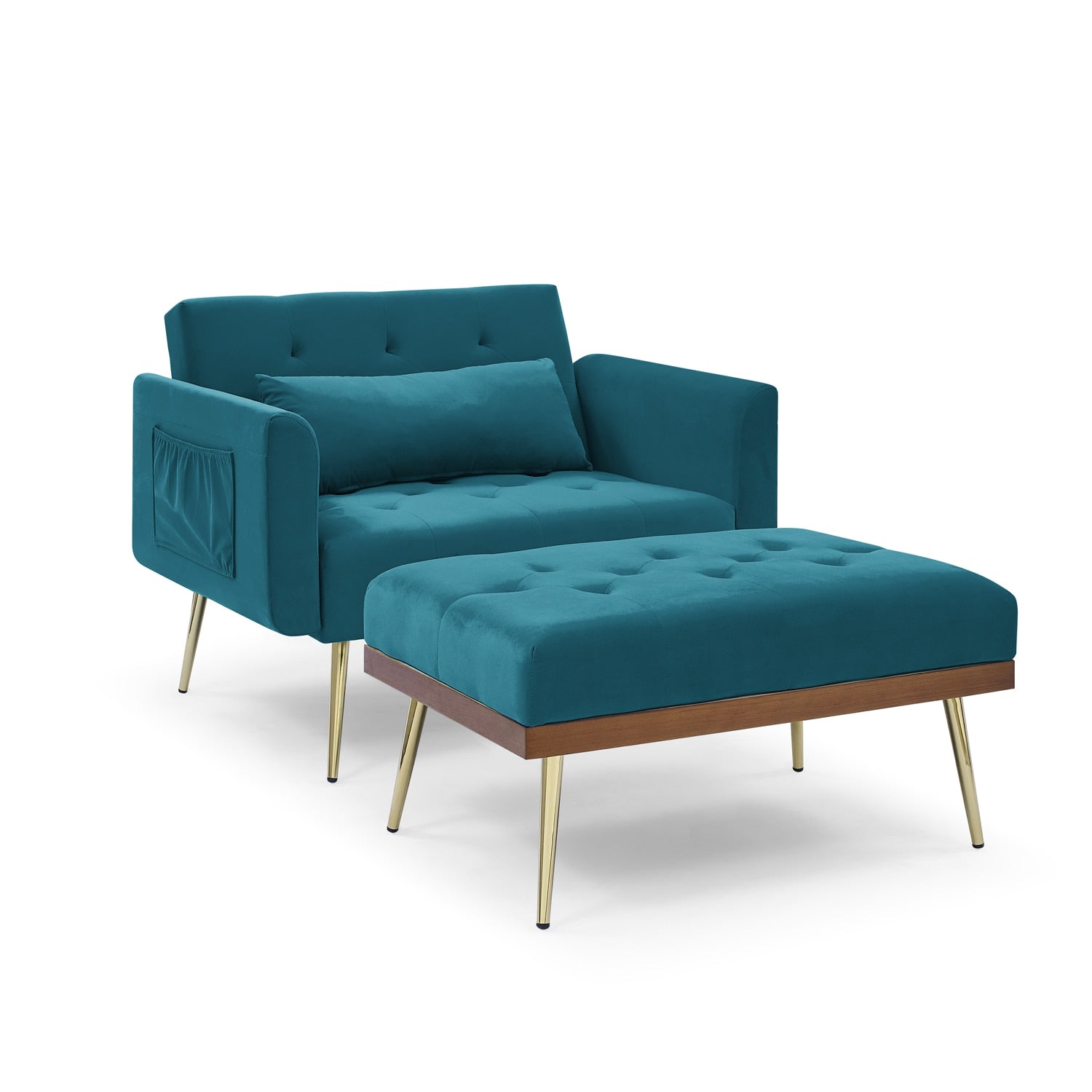 Recliner Velvet Sofa-Bed with Ottoman - Homio Decor