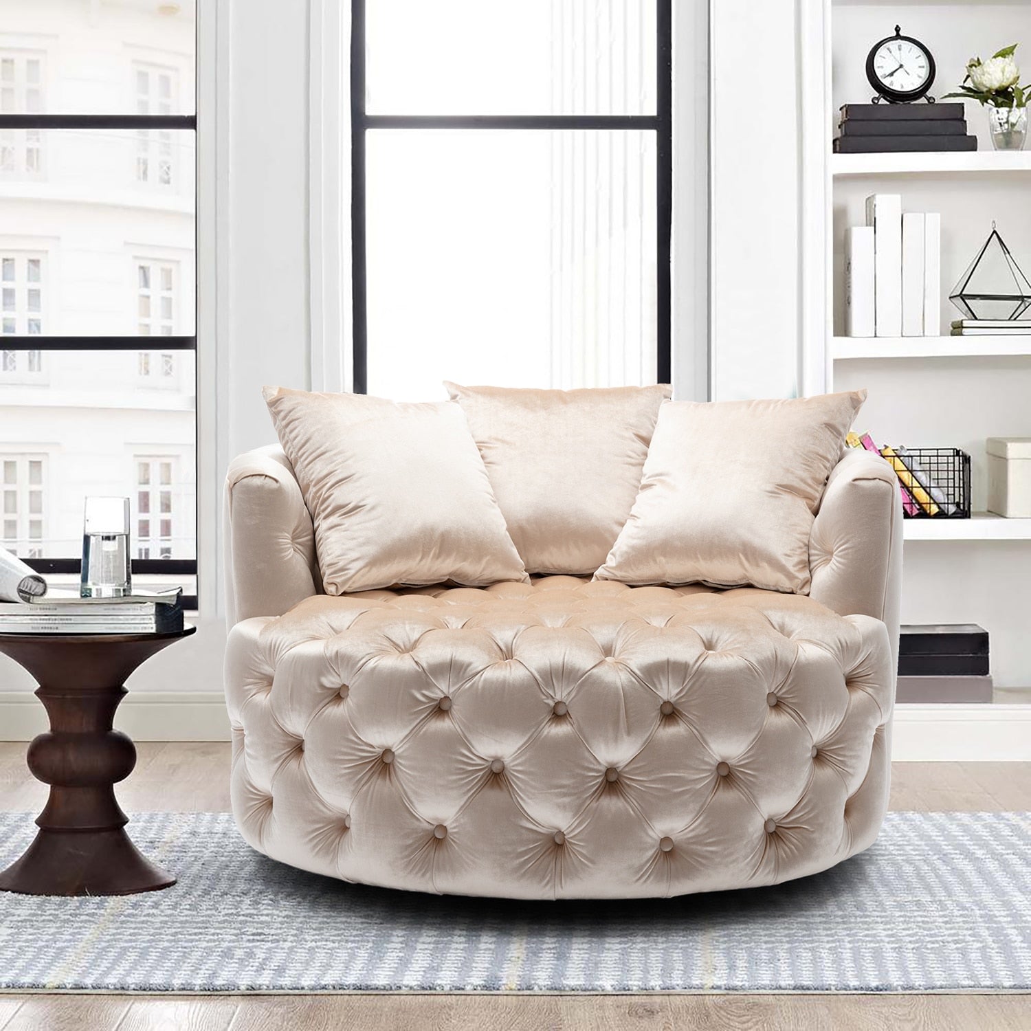 Luxury Button Tufted Round Leisure Chair - Homio Decor