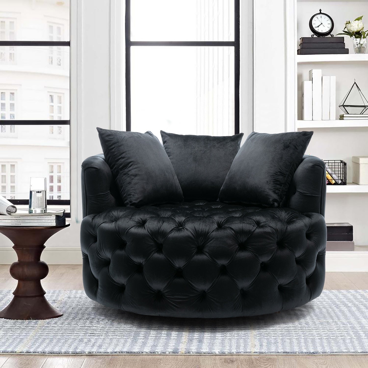 Luxury Button Tufted Round Leisure Chair - Homio Decor