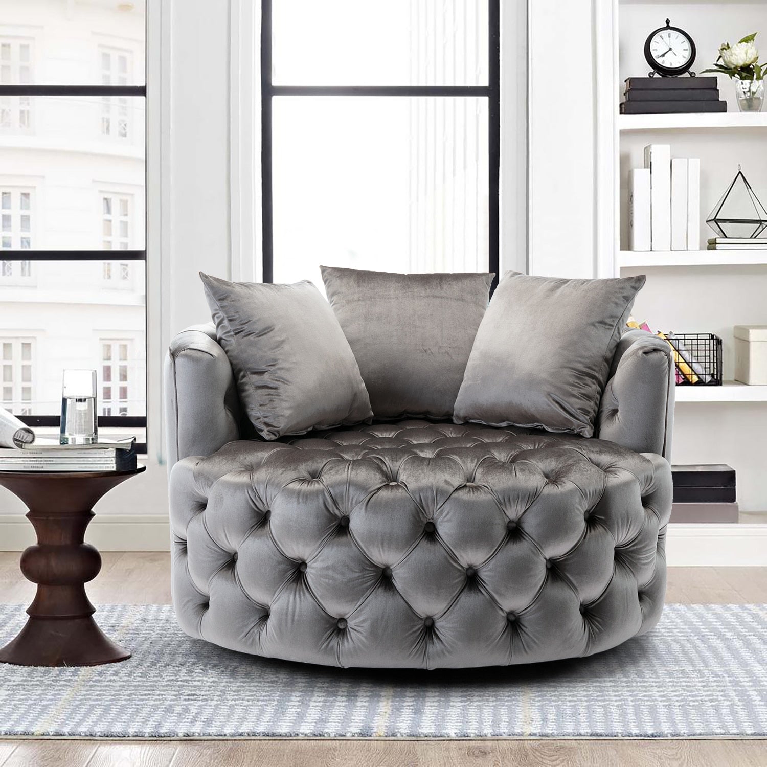 Luxury Button Tufted Round Leisure Chair - Homio Decor