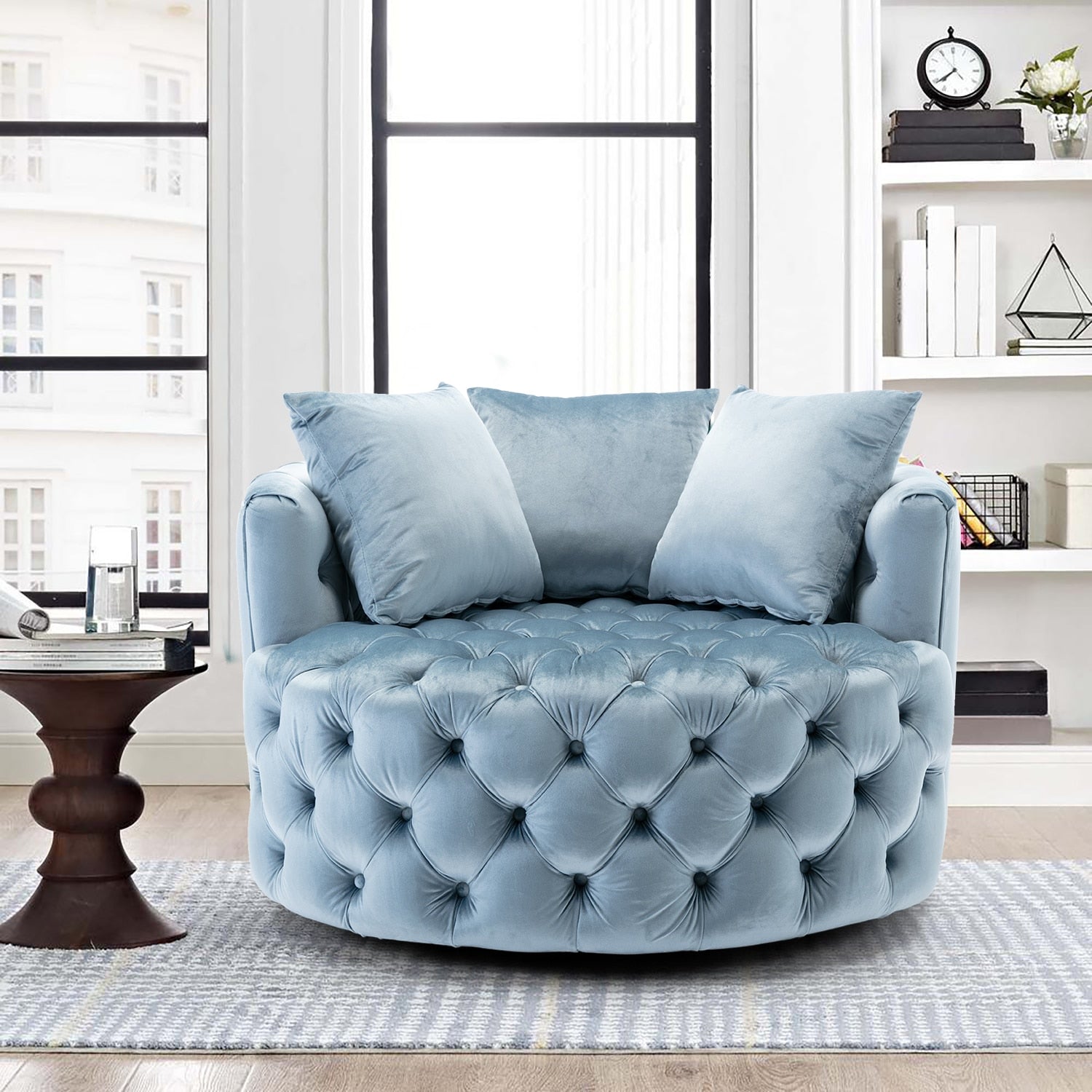 Luxury Button Tufted Round Leisure Chair - Homio Decor