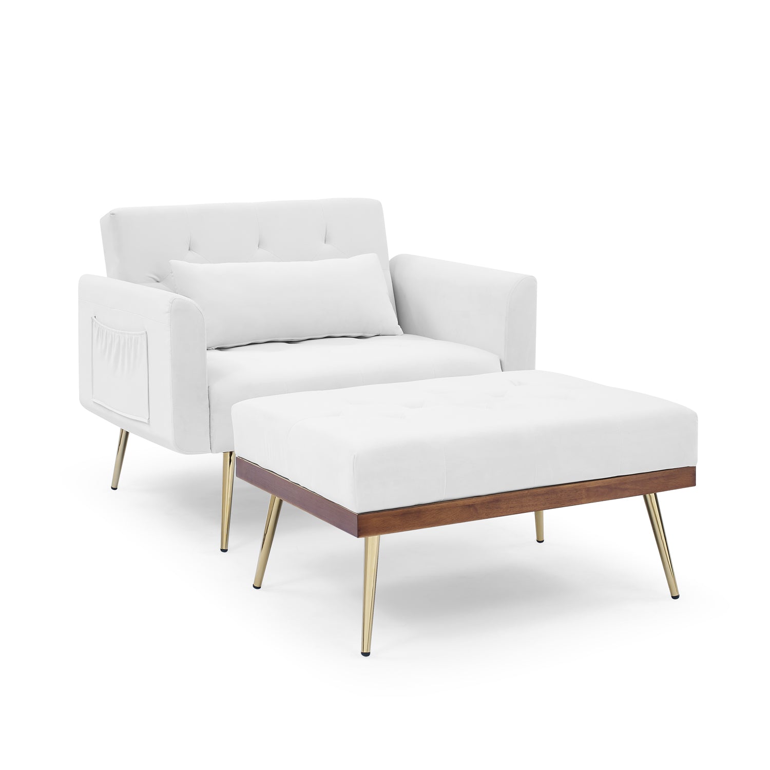 Recliner Velvet Sofa-Bed with Ottoman - Homio Decor