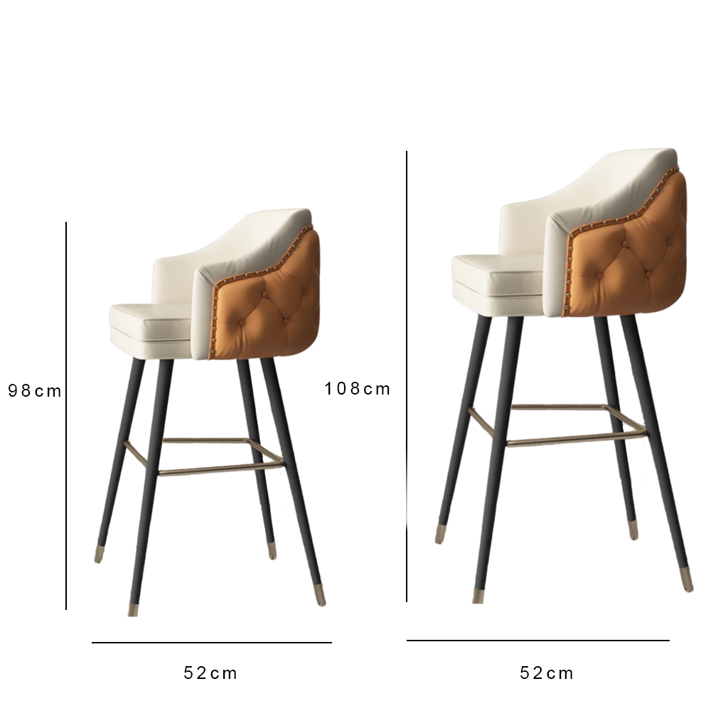 Luxury Button Tufted Leather Bar Stool - Homio Decor