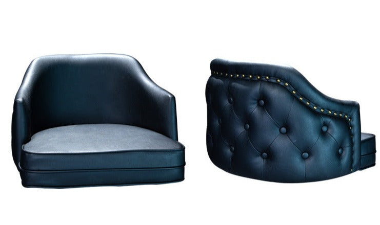 Luxury Button Tufted Leather Bar Stool - Homio Decor