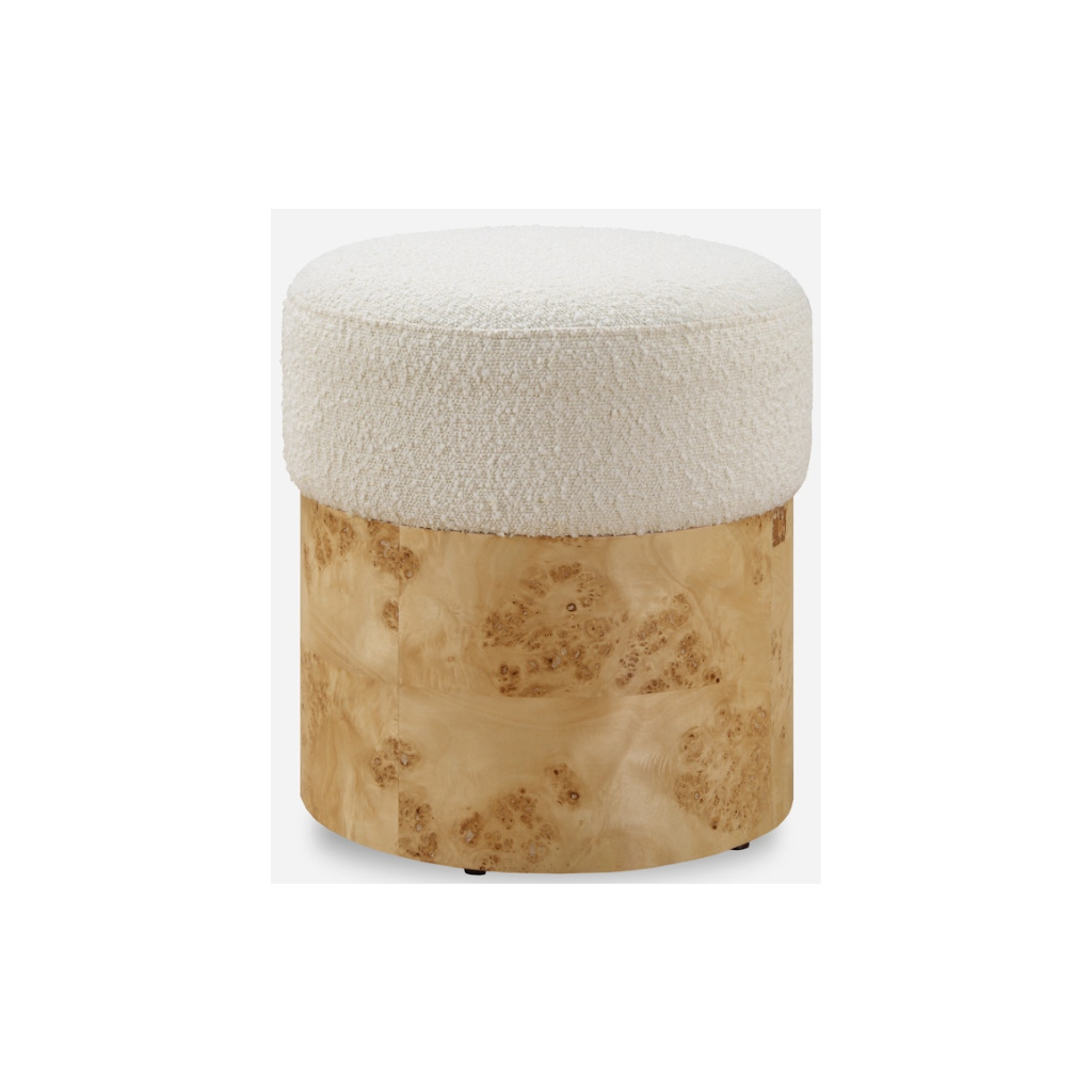 Homio Decor Natural Burlwood & Boucle Stool