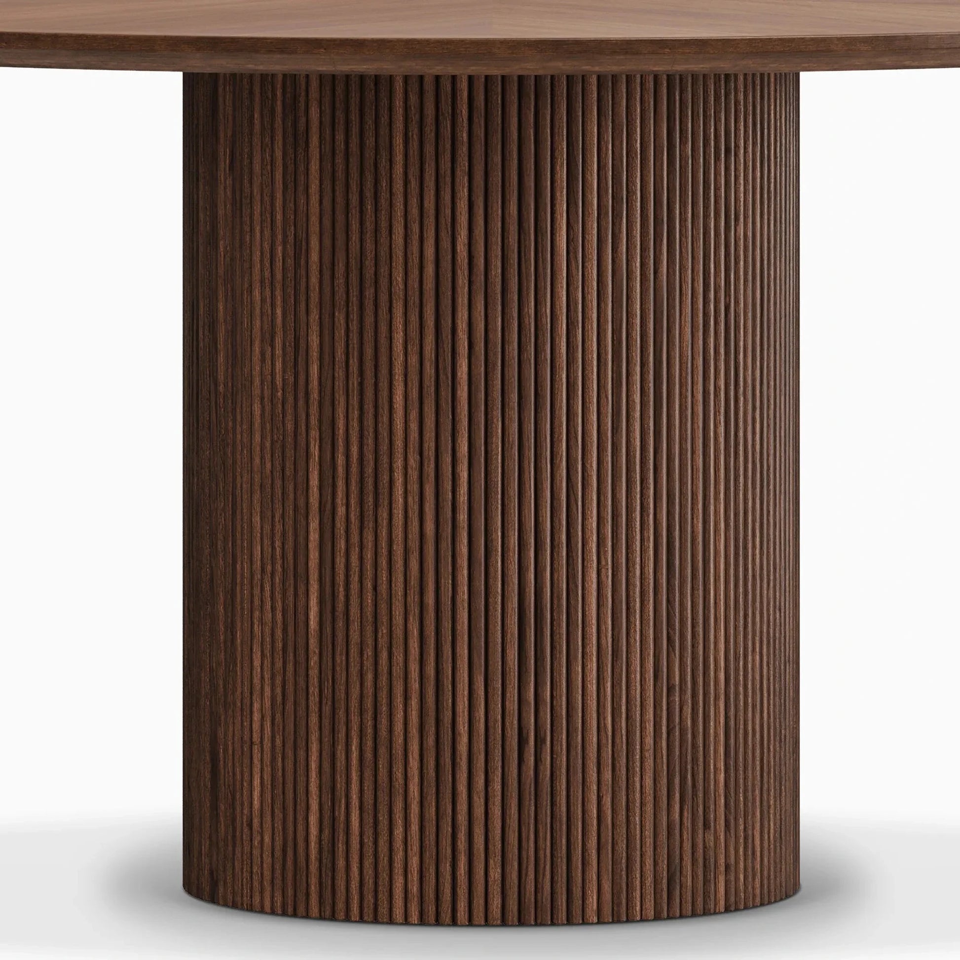 Homio Decor Ripple Design Round Dining Table - Walnut