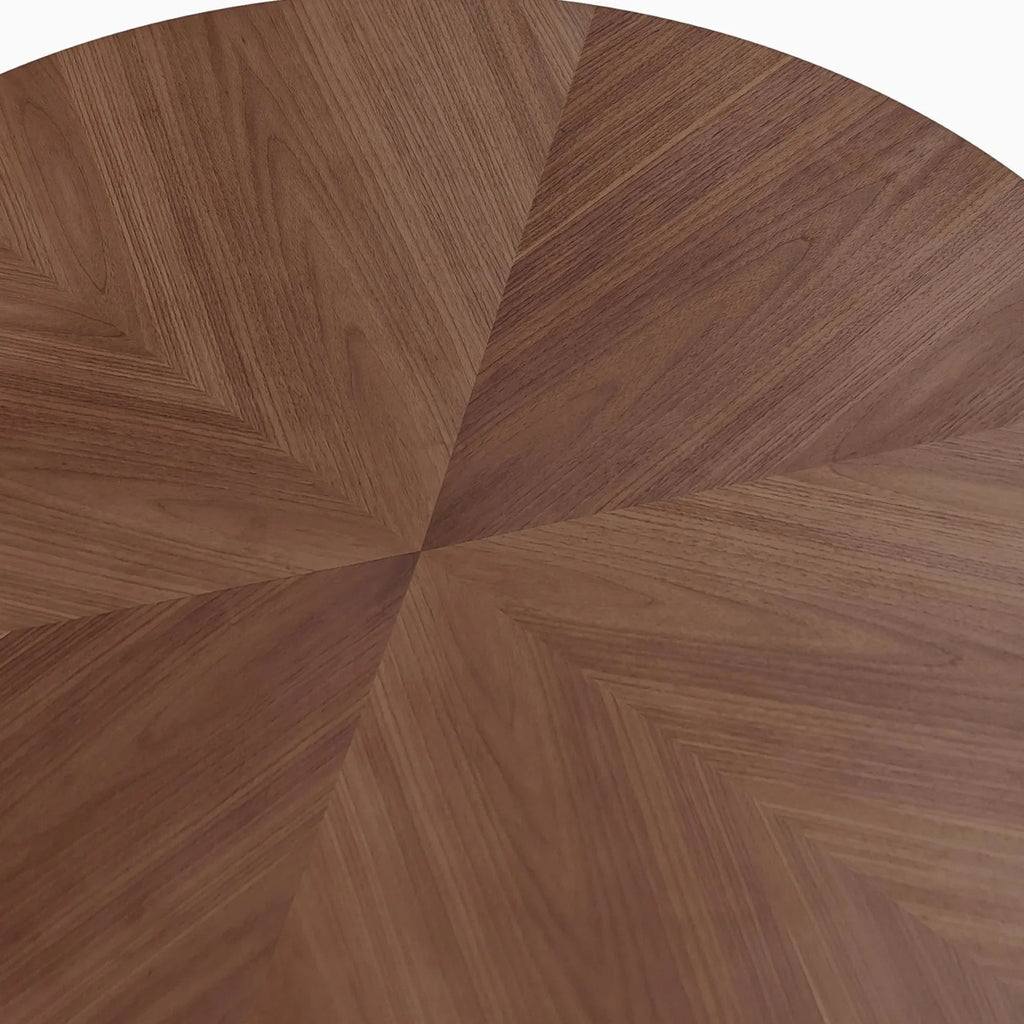 Homio Decor Ripple Design Round Dining Table - Walnut